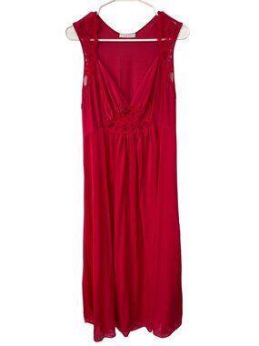 Vintage Partners Intimates Nightgown Medium Lace Sleeveless V-Neck Red Lingerie
